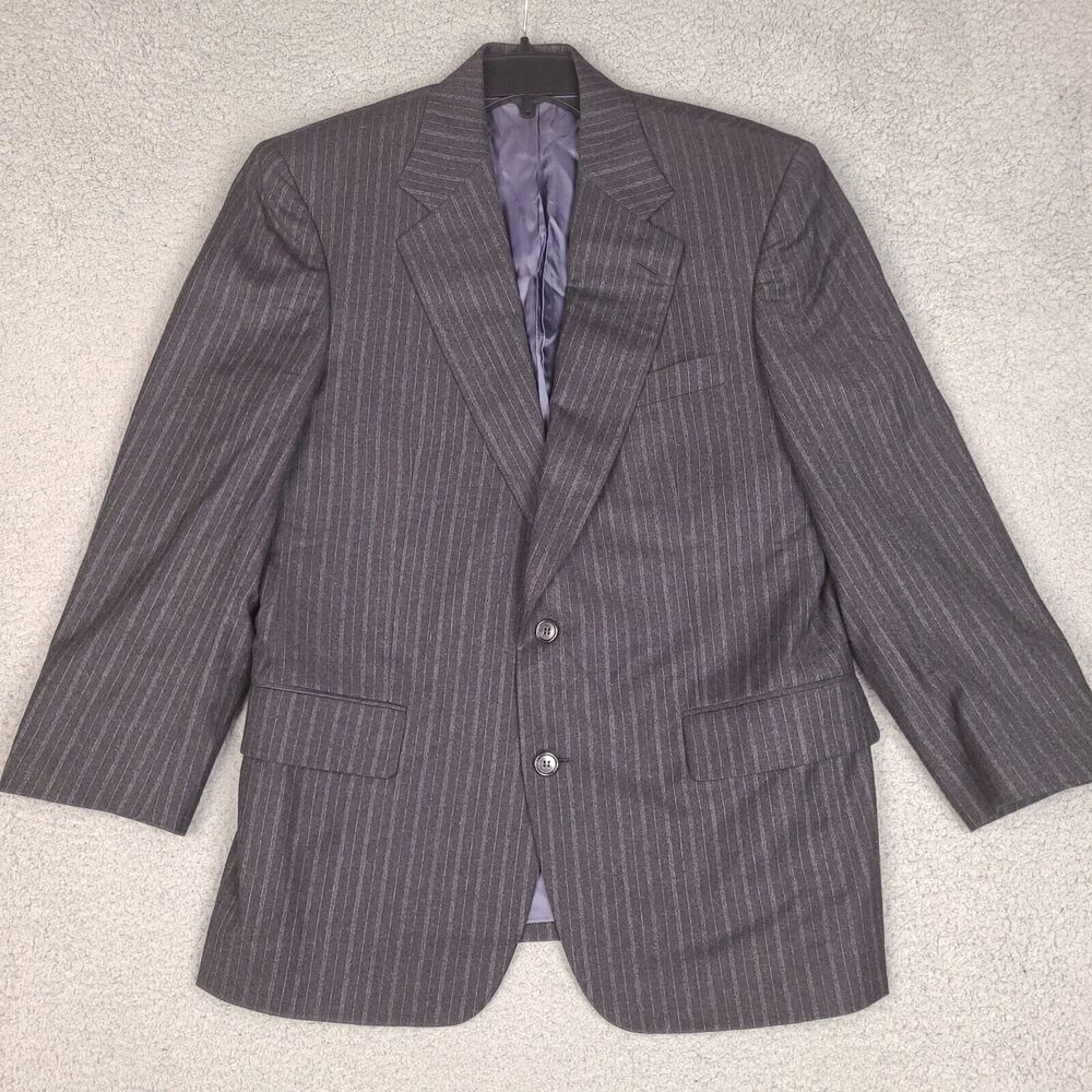 Brooks Brothers Blazer Mens 41 Short Gray Blue Striped Wool Jacket USA Made